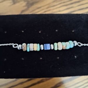 Bracelet Heishi Multicolored Turquoise Beads Sterling Silver Chain With Extender